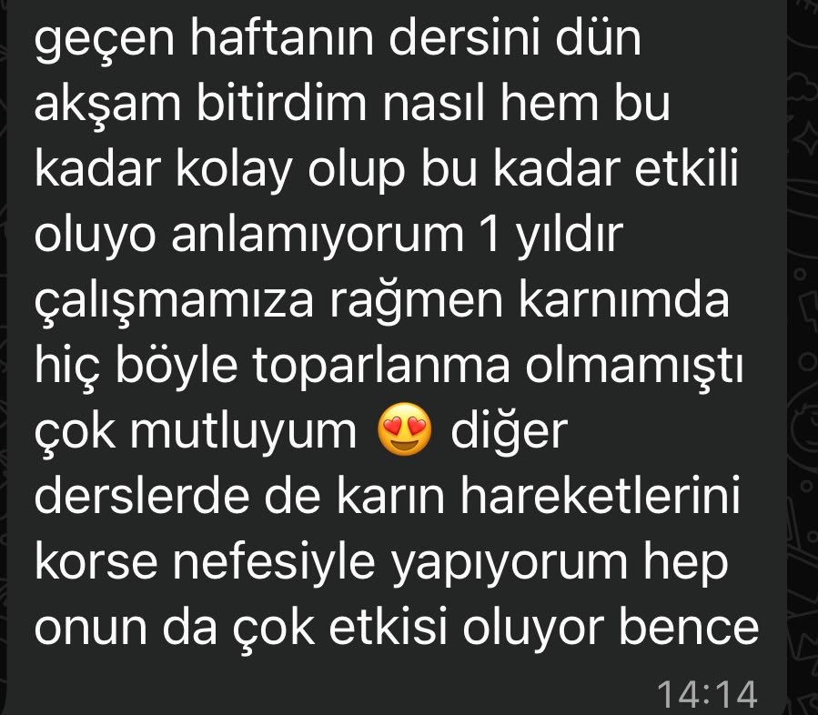 Danışan yorumu: 1 yıldır olmayan karın toparlanması
